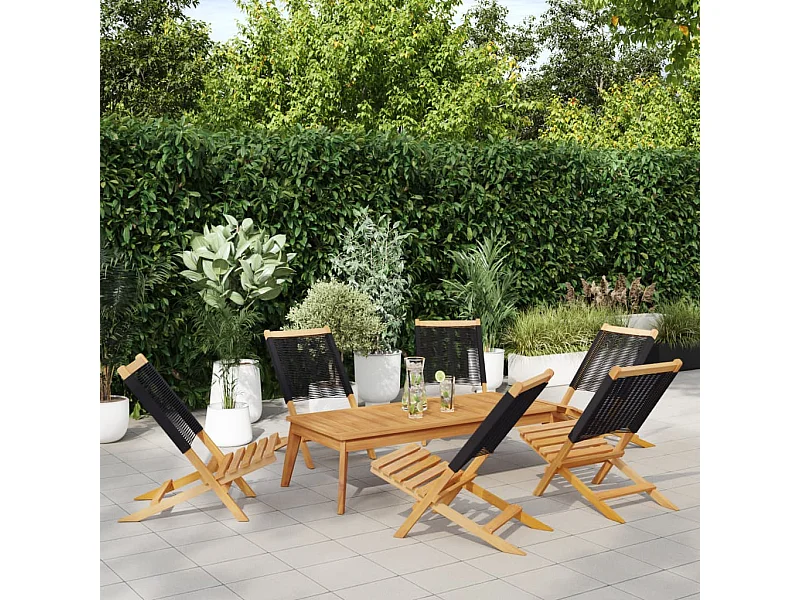 Chaises de jardin pliantes lot de 6 noir bois d'acacia massif