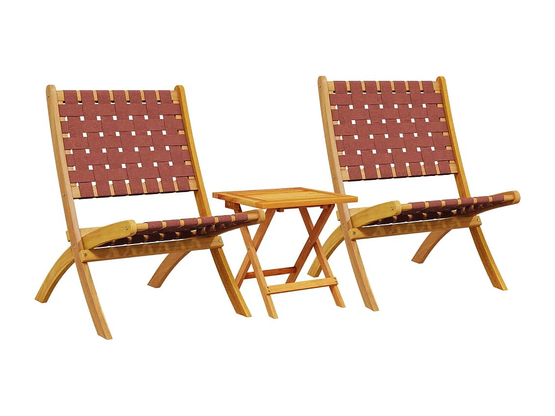 Sillas de jardín plegables con mesa 2 unidades madera maciza roja