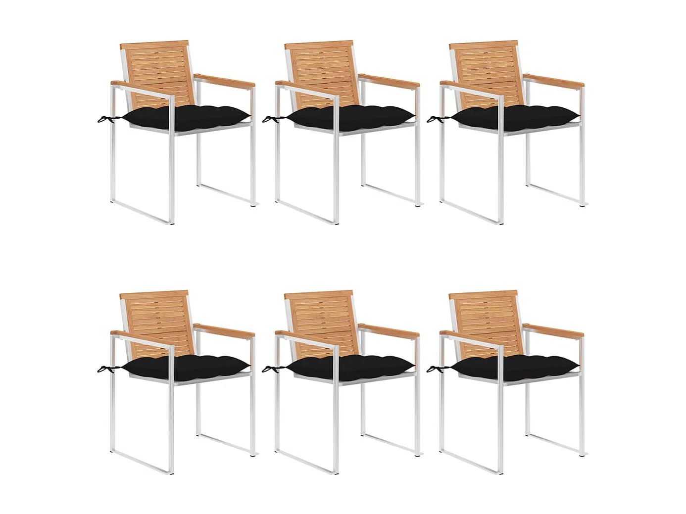 Chaises de jardin 6 pièces avec coussins Bois de teck massif