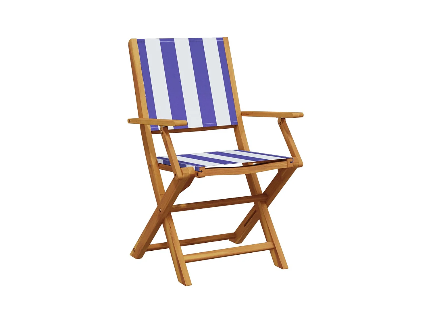 Tuinstoelen 6 st inklapbaar stof en massief hout blauw en wit