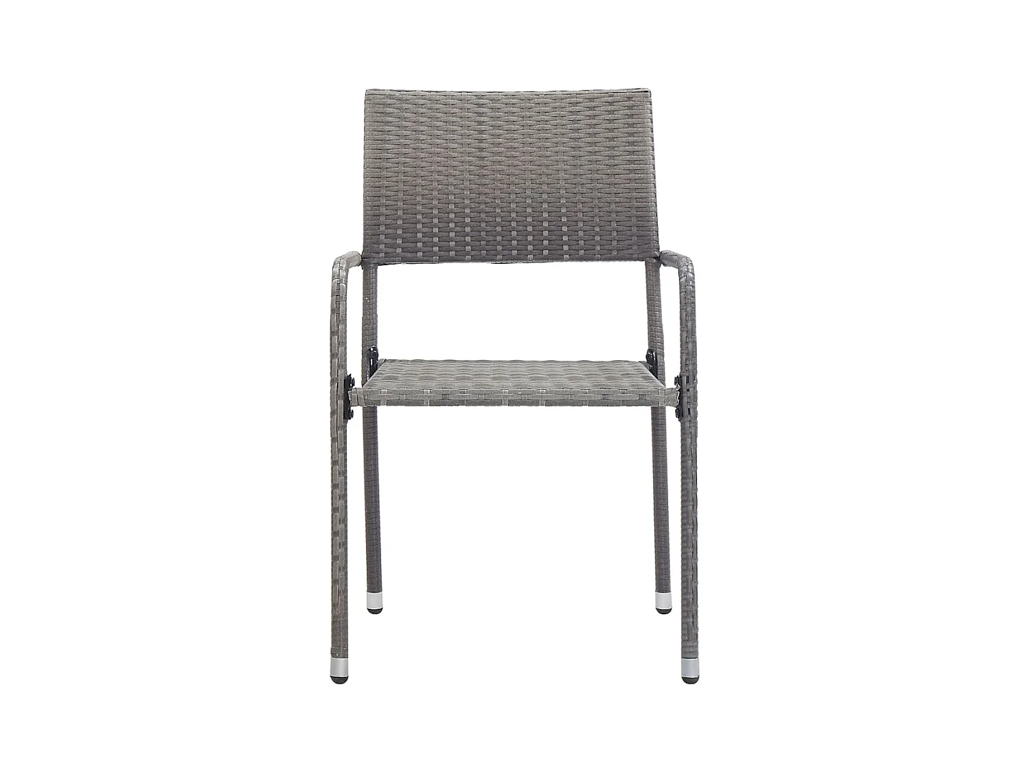 Tuinstoelen 6 st stapelbaar poly rattan grijs