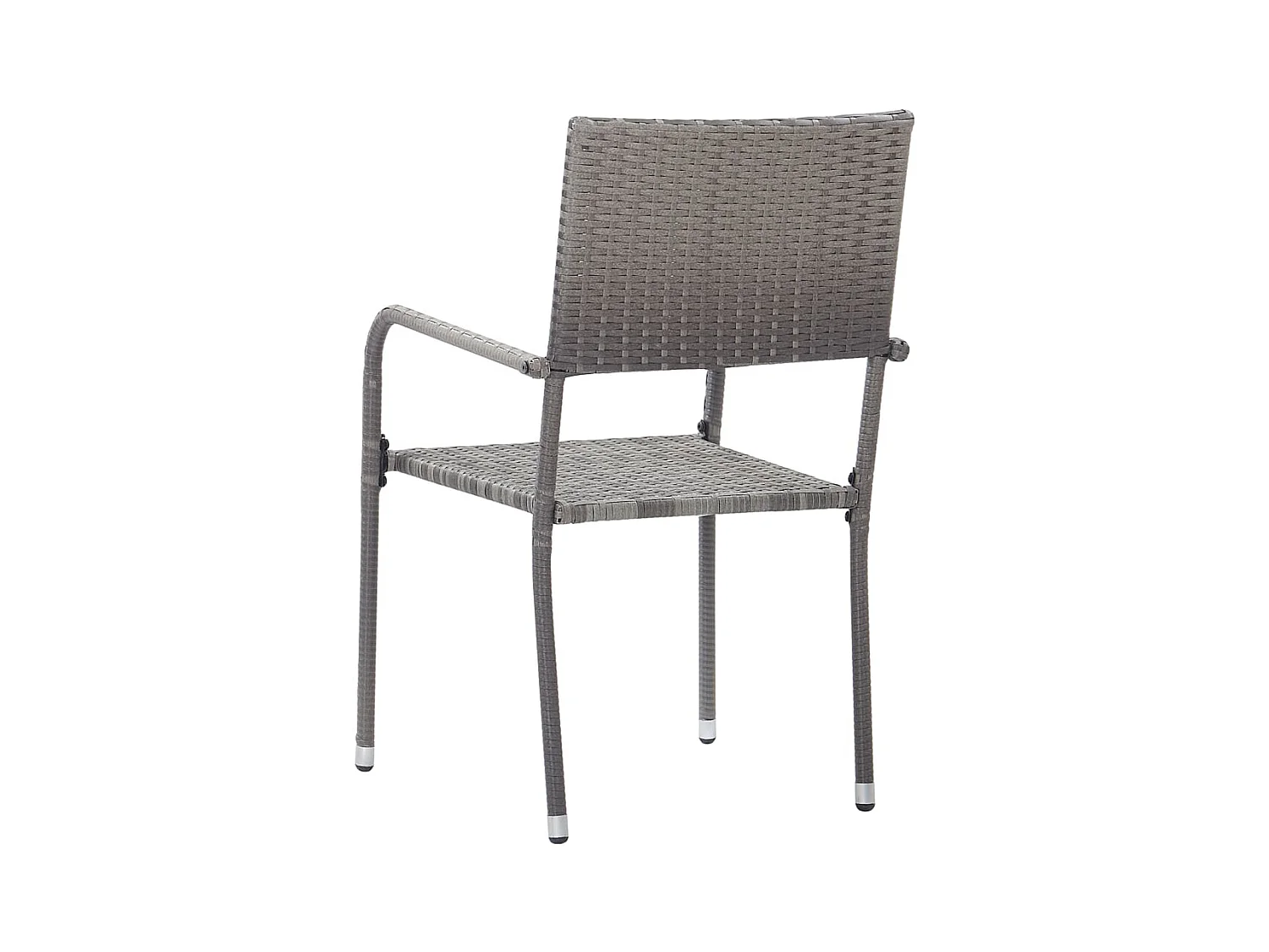 Tuinstoelen 6 st stapelbaar poly rattan grijs