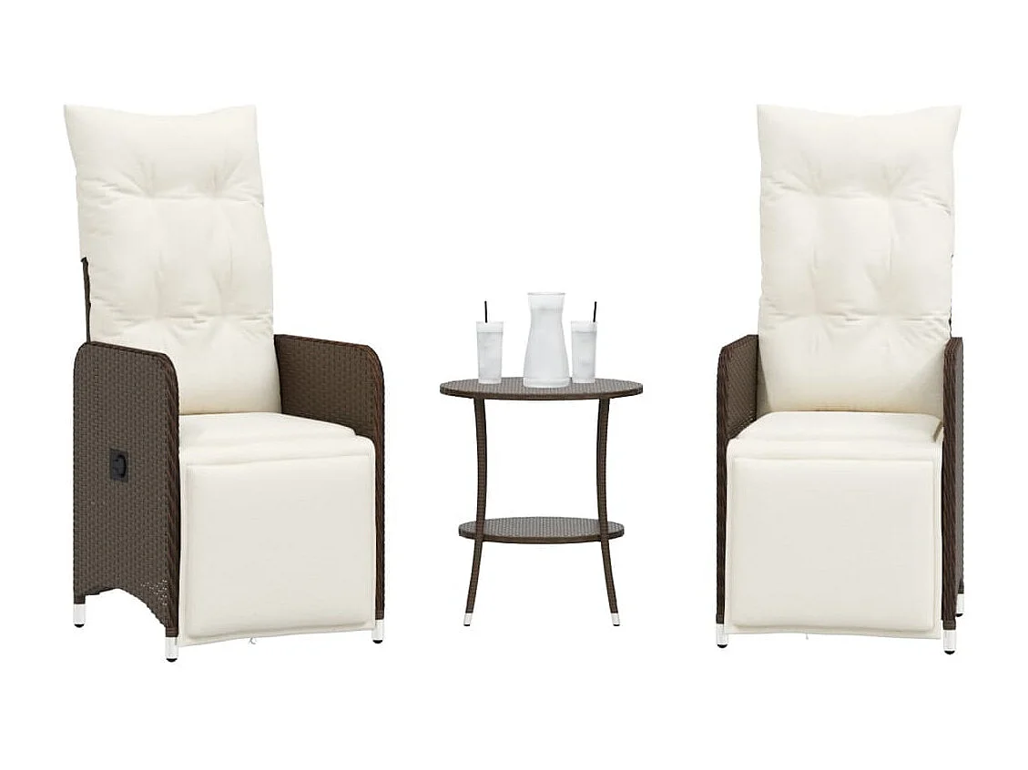 Chaises de jardin inclinables lot de 2 et table résine tressée