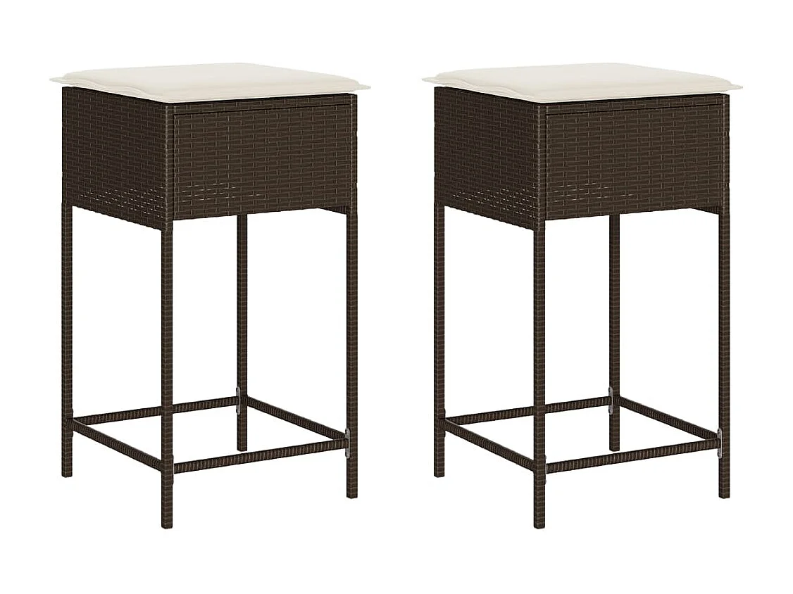 Taburetes de cocina con cojines 2 unidades ratán sintético marrón