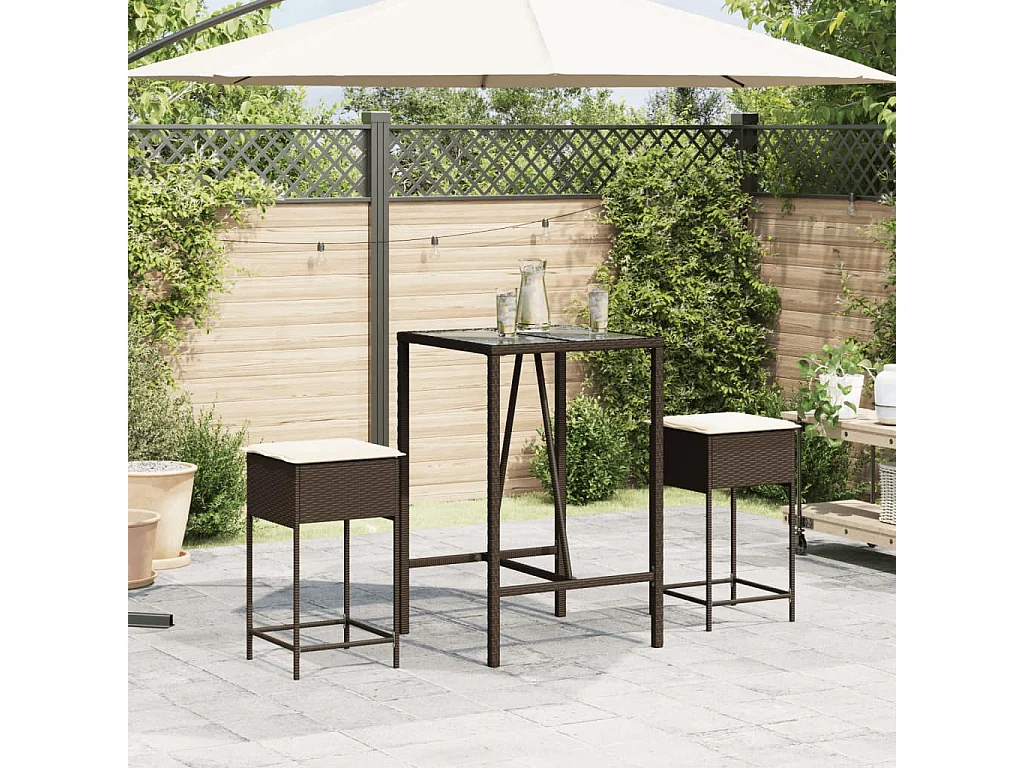 Taburetes de cocina con cojines 2 unidades ratán sintético marrón