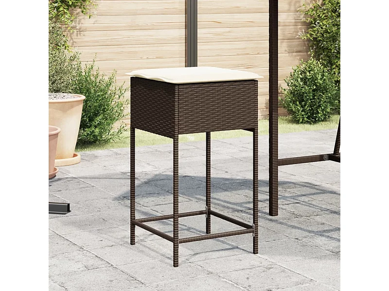 Taburetes de cocina con cojines 2 unidades ratán sintético marrón