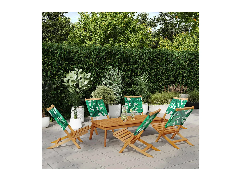 Chaises de jardin pliantes lot de 6 vert tissu et bois massif