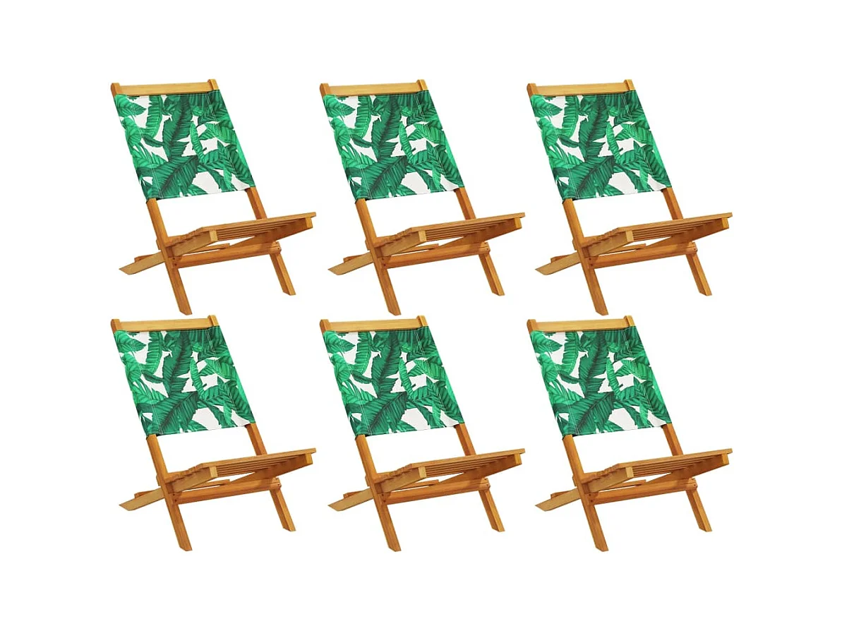 Chaises de jardin pliantes lot de 6 vert tissu et bois massif
