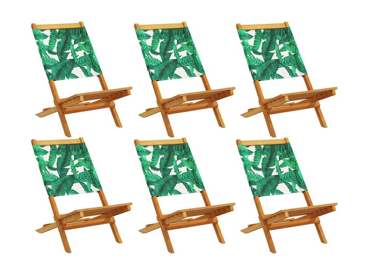 Chaises de jardin pliantes lot de 6 vert tissu et bois massif
