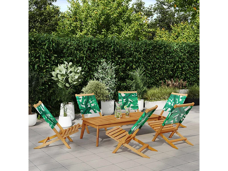 Chaises de jardin pliantes lot de 6 vert tissu et bois massif