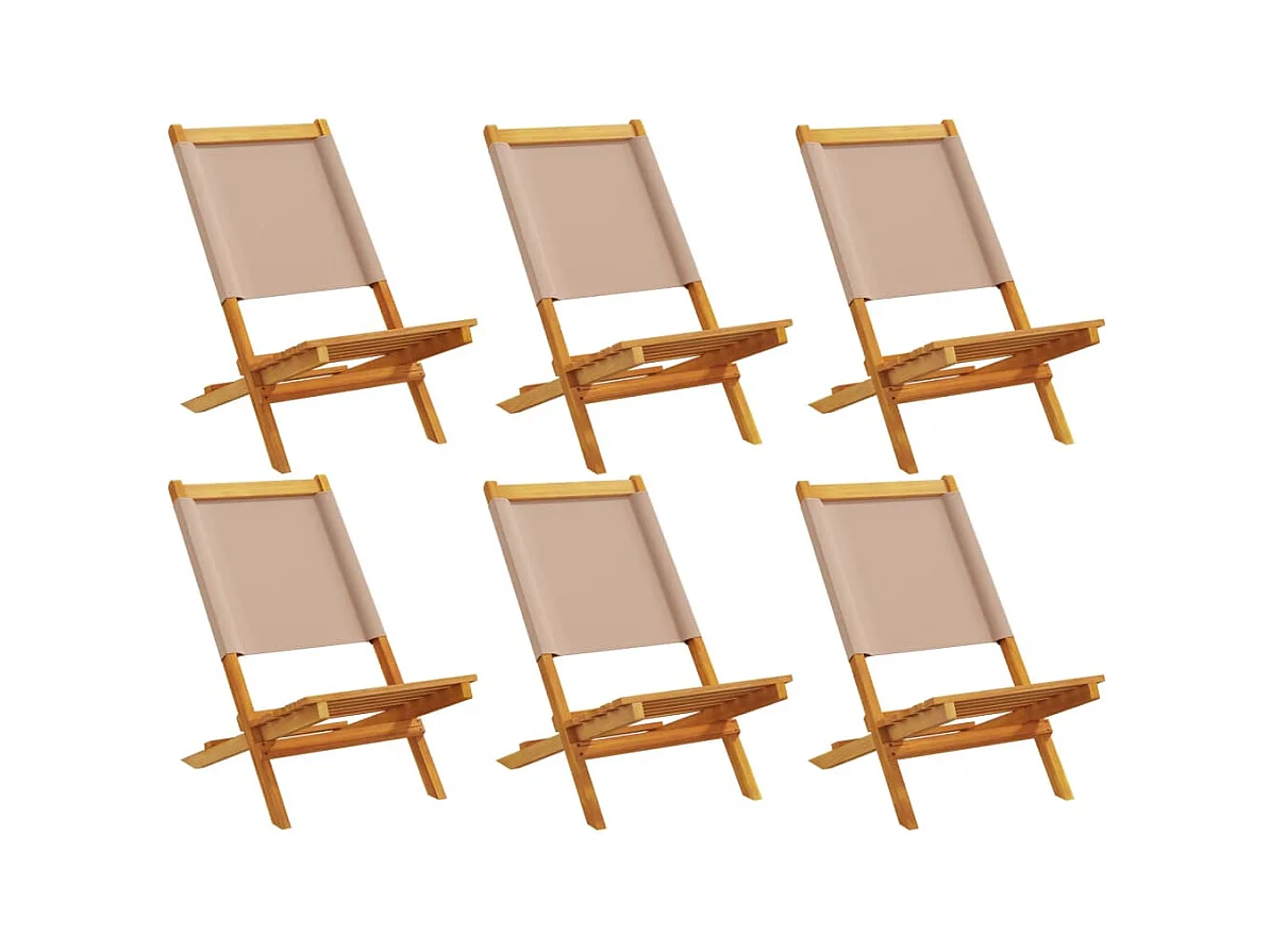 Tuinstoelen 6 st inklapbaar stof en massief hout taupe