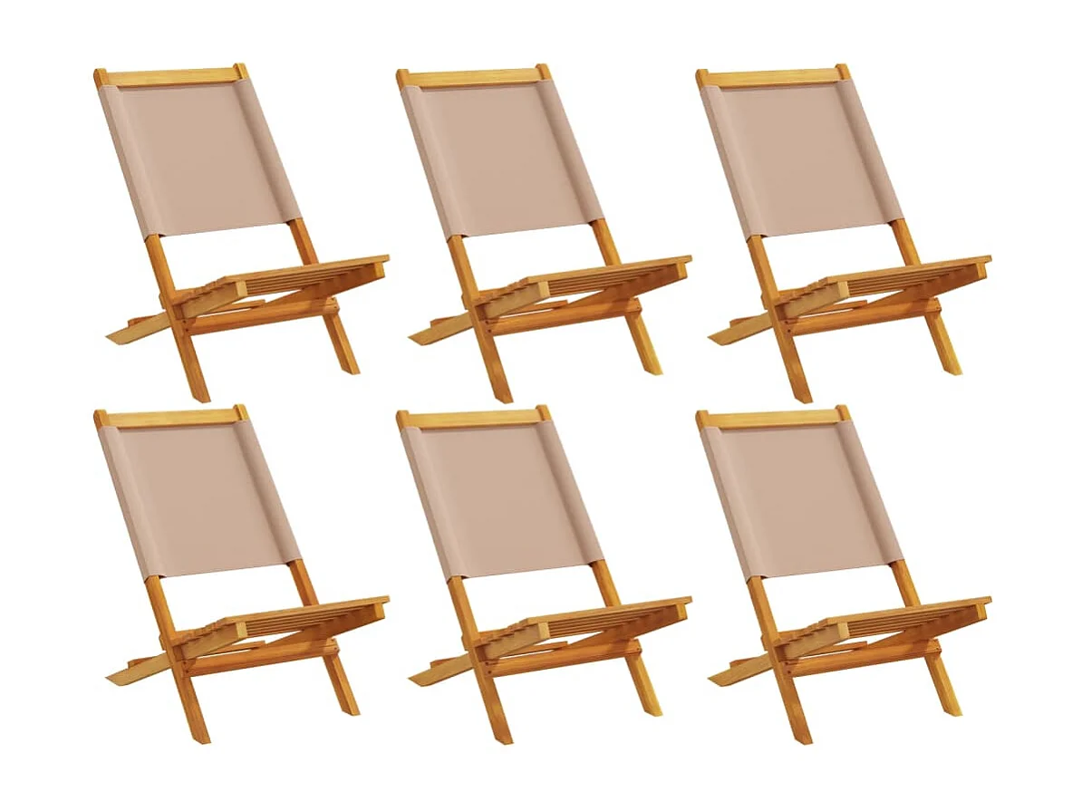 Chaises de jardin pliantes lot de 6 taupe tissu et bois massif