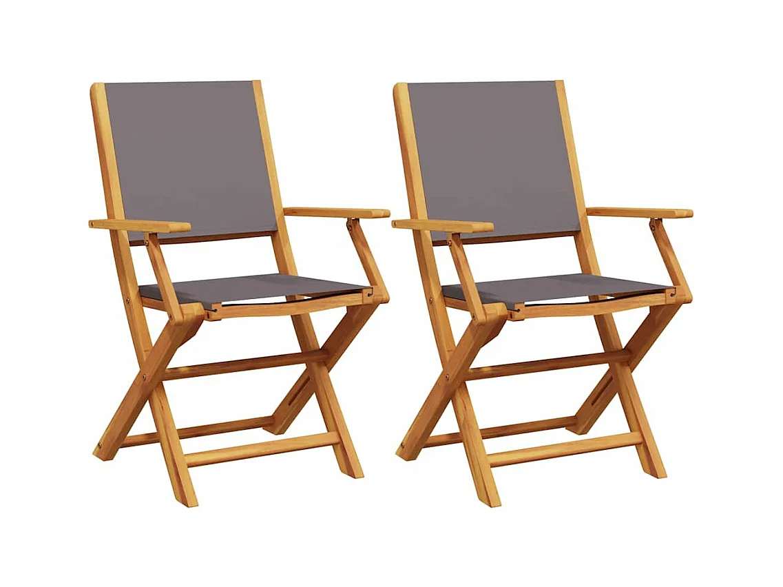 Sillas de jardín 2 unidades madera maciza acacia y tela antracita