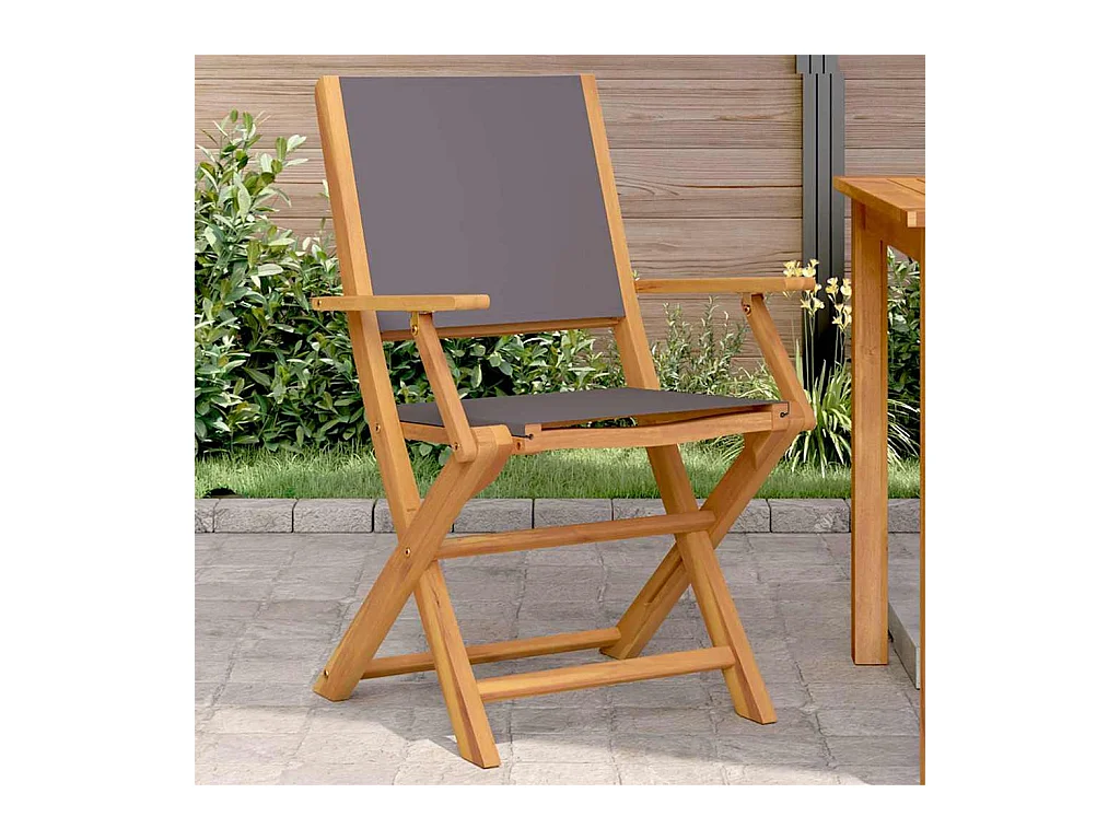 Chaises de jardin lot de 2 anthracite bois acacia massif tissu