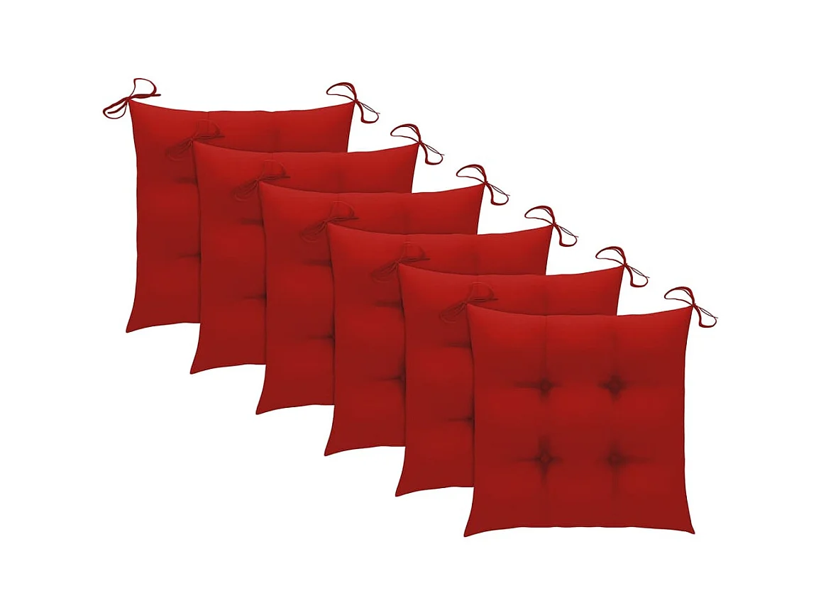 Chaises de jardin 6 pièces avec coussins Bois de teck massif