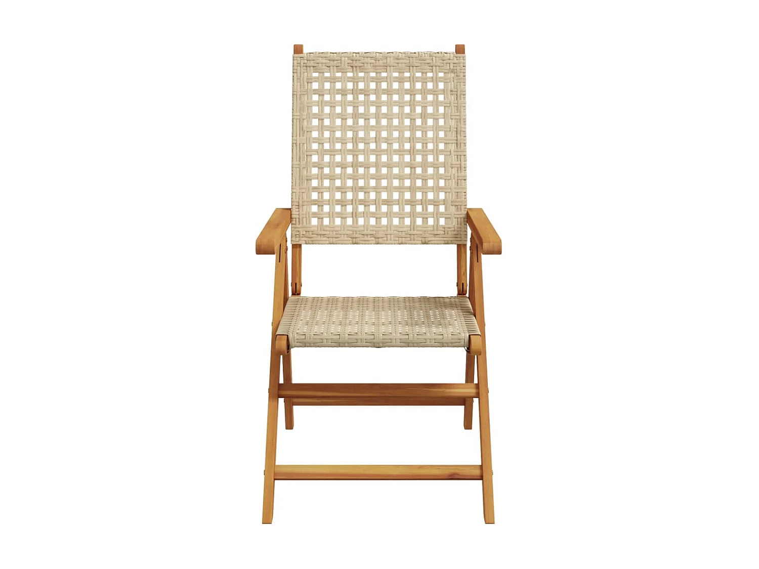 Sillas de jardín reclinables 6 unidades ratán PE madera maciza beige