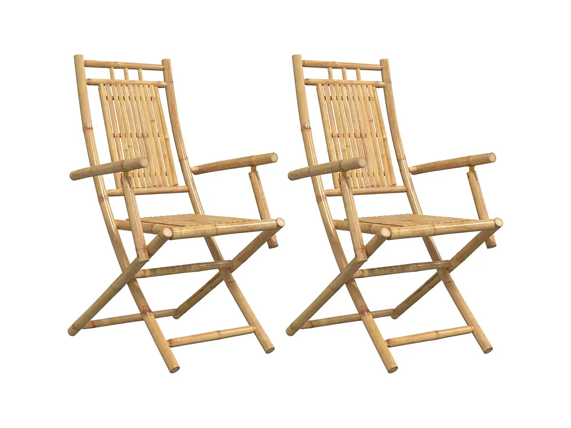 Chaises pliables de jardin lot de 2 53x66x99 cm bambou