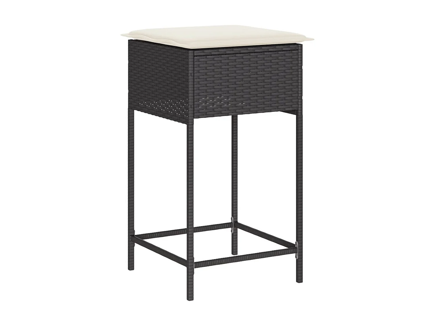 Tuinbarkrukken met kussens 2 st poly rattan zwart