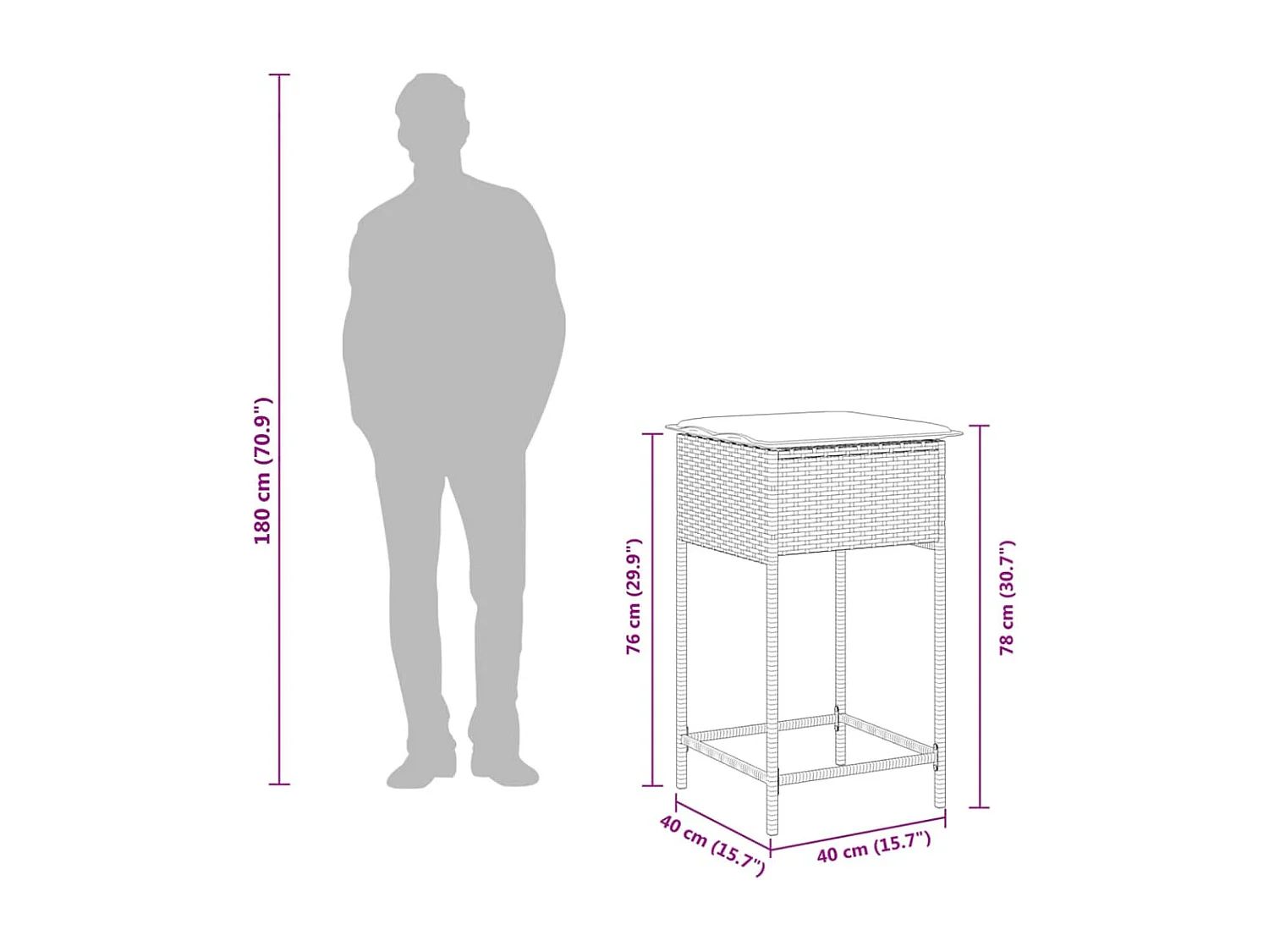 Tuinbarkrukken met kussens 2 st poly rattan zwart