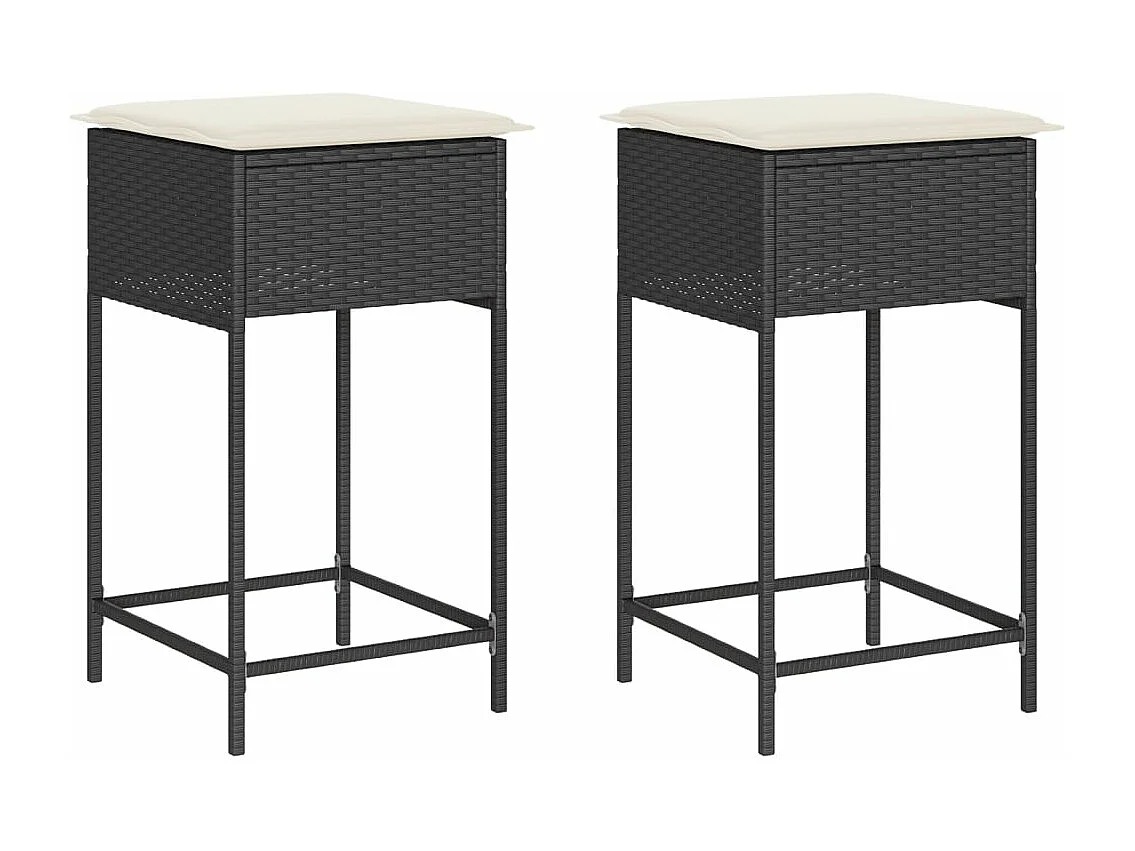 Taburetes de cocina con cojines 2 unidades ratán sintético negro