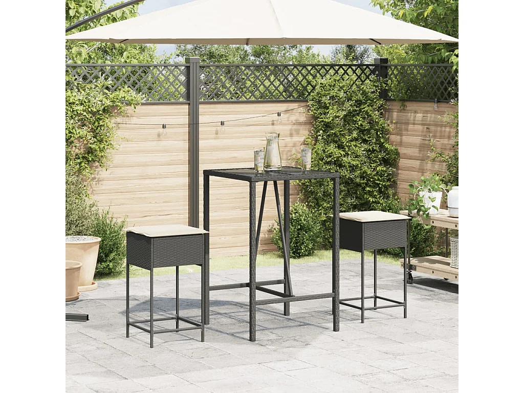 Taburetes de cocina con cojines 2 unidades ratán sintético negro