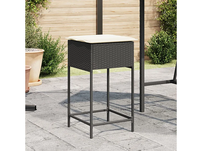 Tabourets de bar jardin coussins lot de 2 noir résine tressée