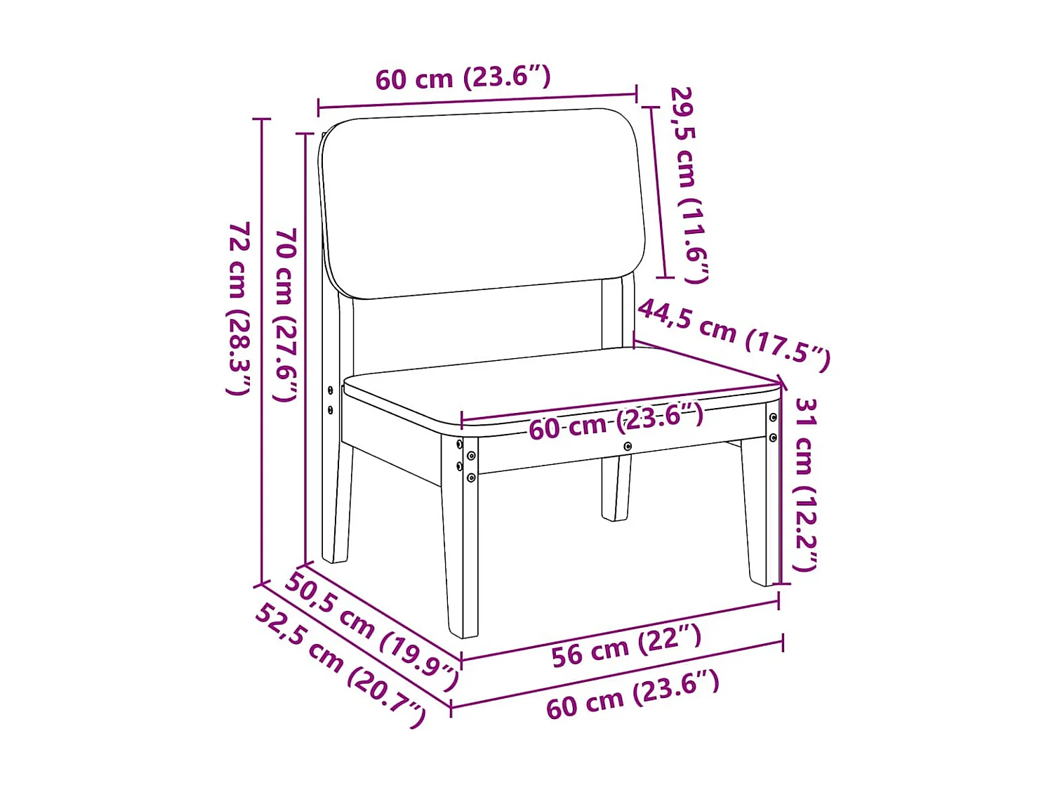 Tuinstoelen 2 st 60x52,5x72 cm massief grenenhout