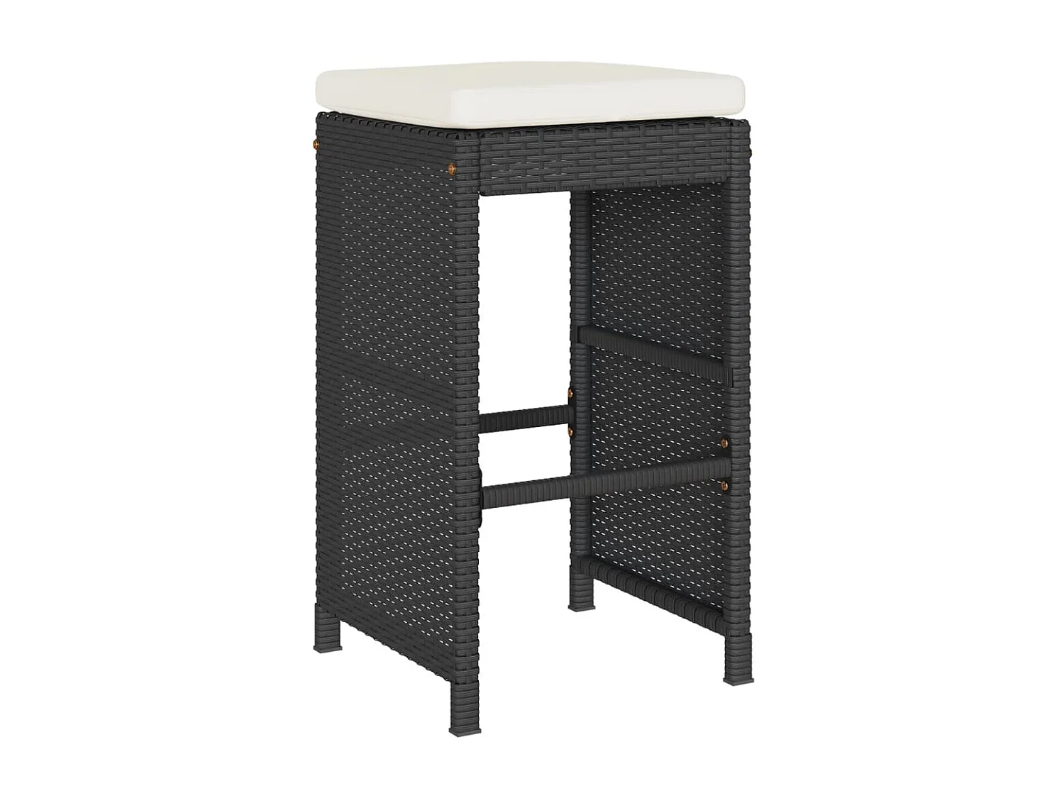 Taburetes altos de bar de jardín cojines 2 unidades ratán PE negro