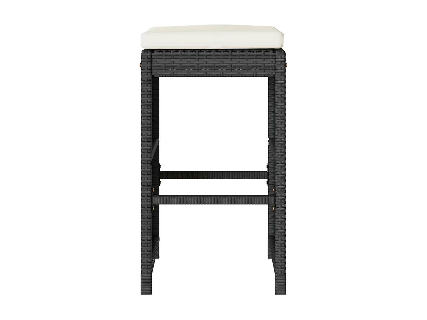 Taburetes altos de bar de jardín cojines 2 unidades ratán PE negro