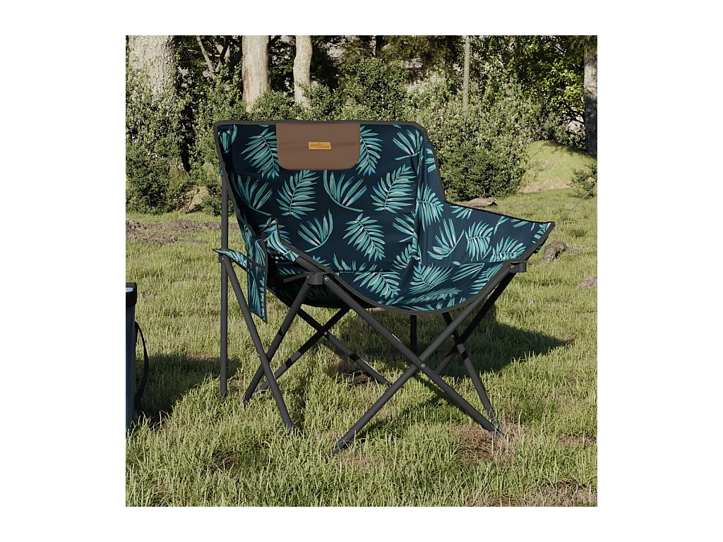 Chaise de camping avec poche pliable lot de 2 motif de feuille