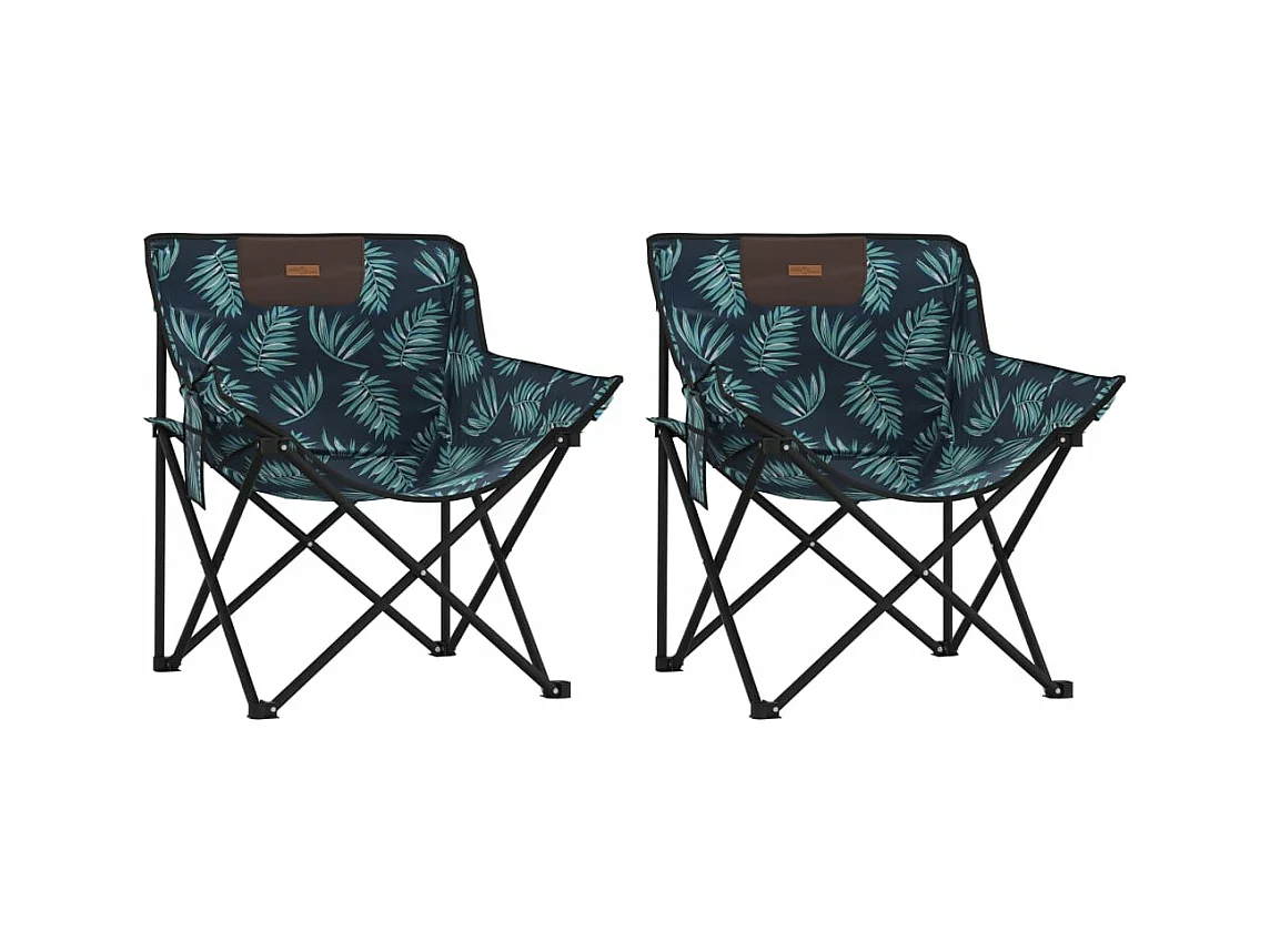 Chaise de camping avec poche pliable lot de 2 motif de feuille