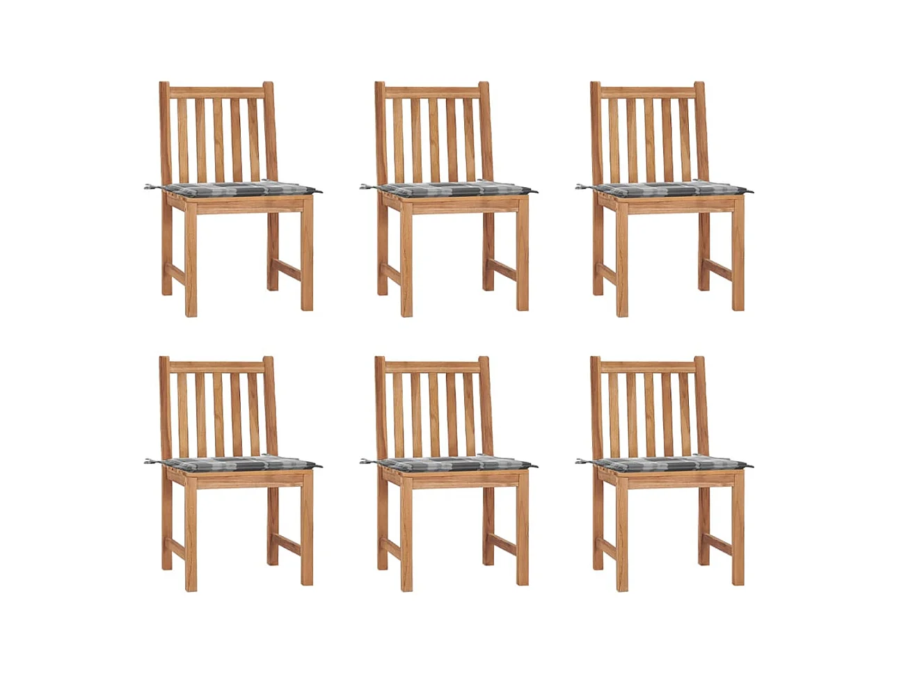 Chaises de jardin 6 pièces avec coussins Bois de teck massif