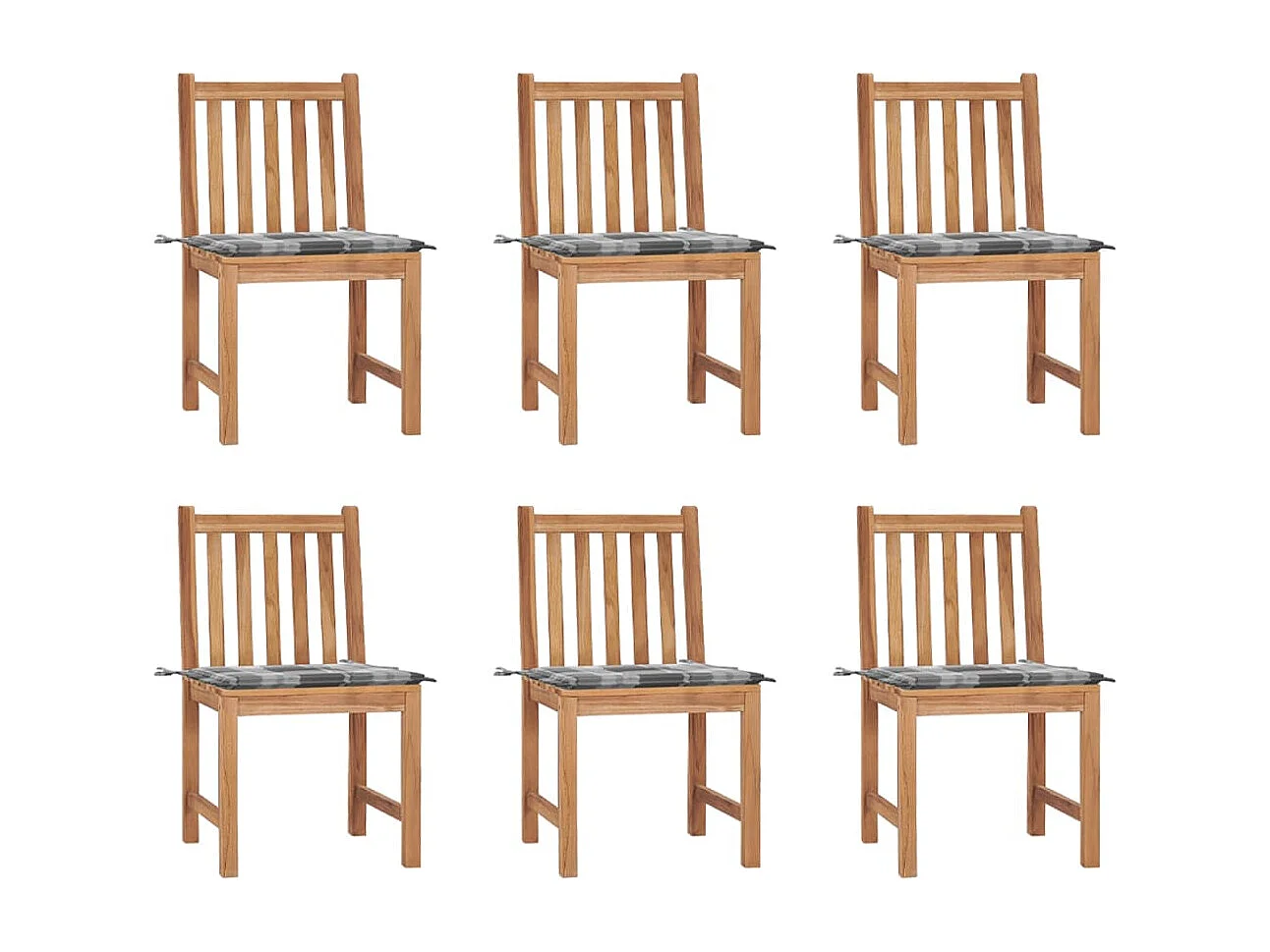 Chaises de jardin 6 pièces avec coussins Bois de teck massif