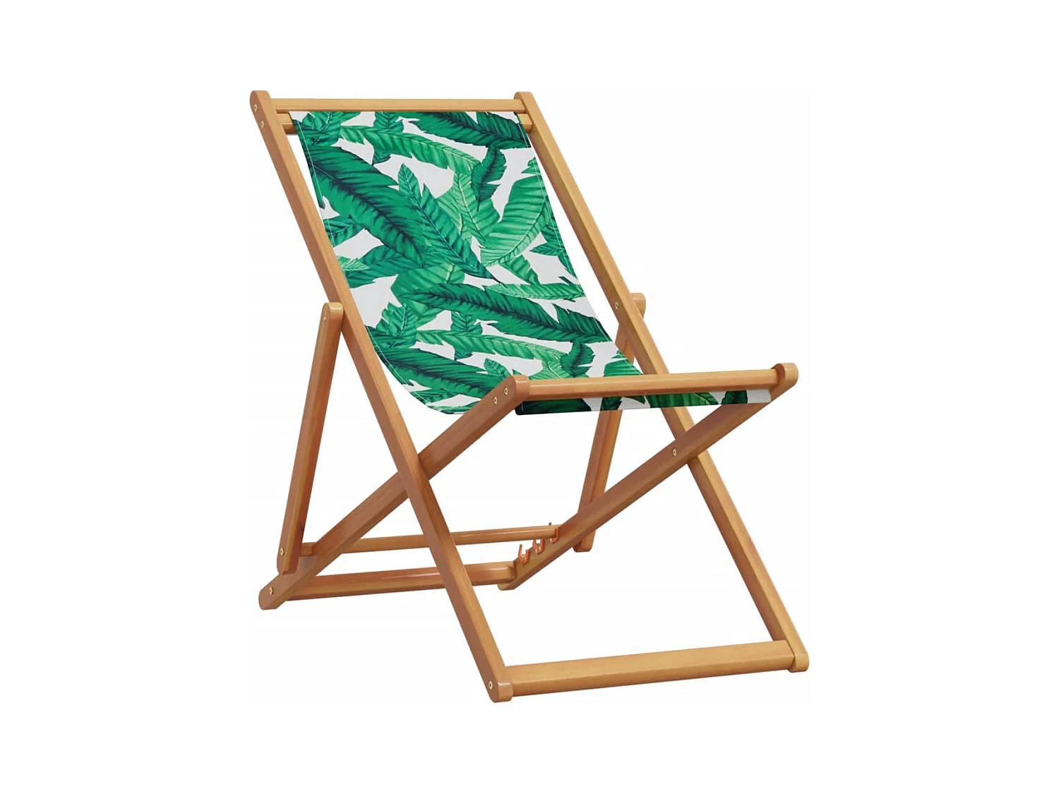 Sillas playa plegables 2 unidades tela madera maciza estampado hojas