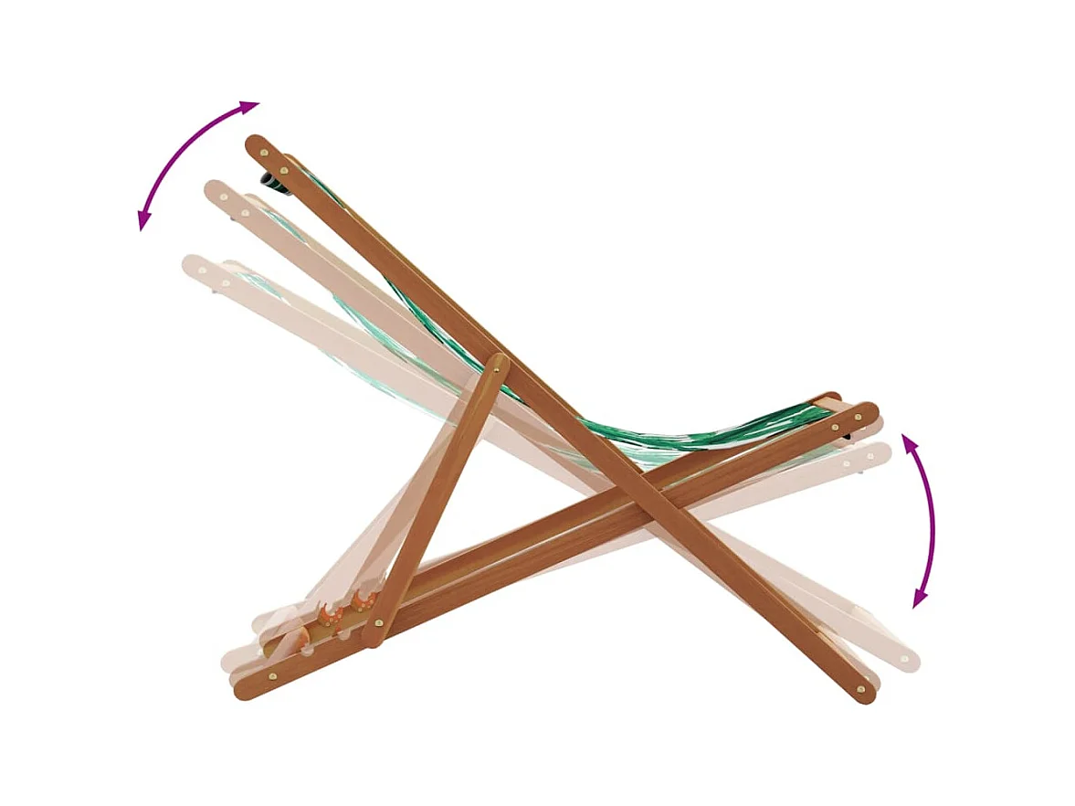 Sillas playa plegables 2 unidades tela madera maciza estampado hojas