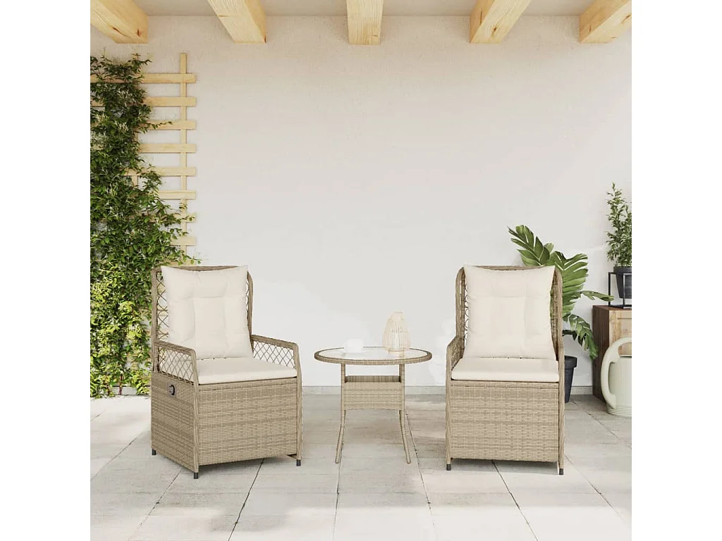 Chaises inclinables de jardin lot de 2 beige résine tressée