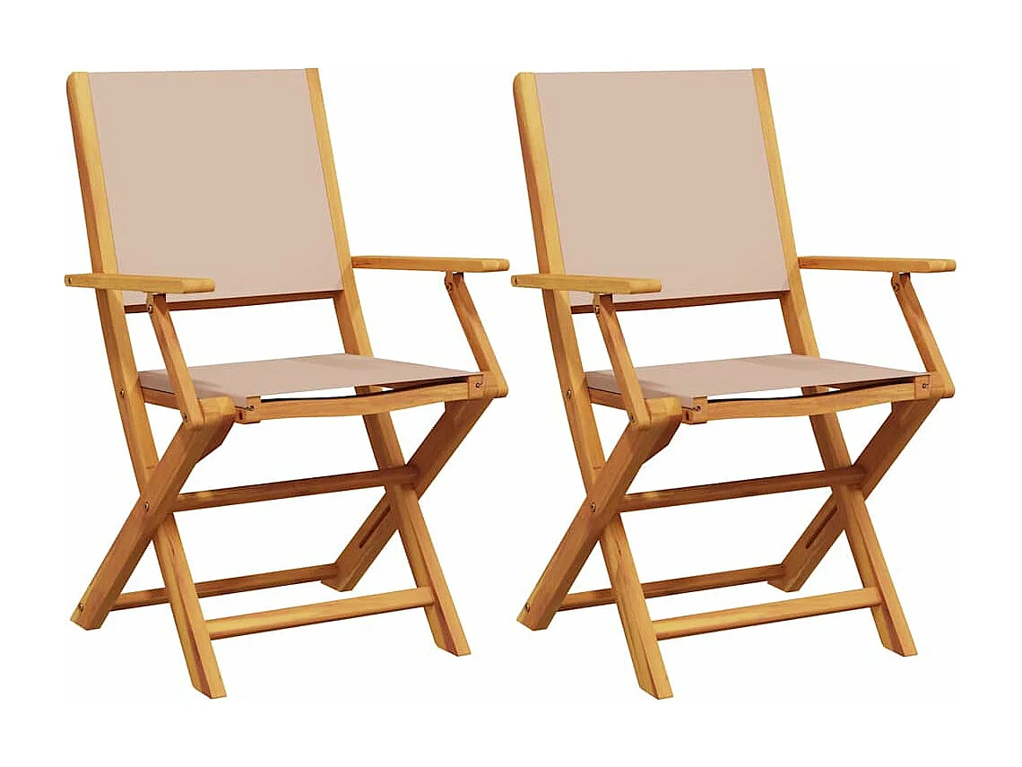 Chaises de jardin lot de 2 taupe bois d'acacia massif et tissu