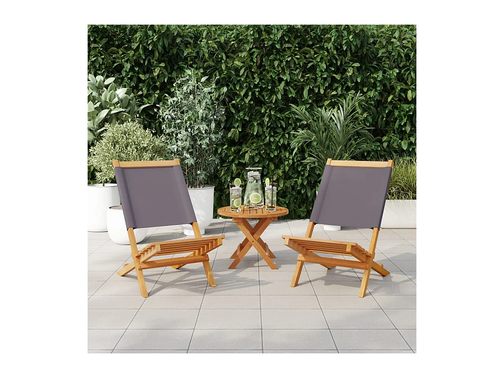 Cadeiras de jardim 2 peças acácia maciça e tecido antracite
