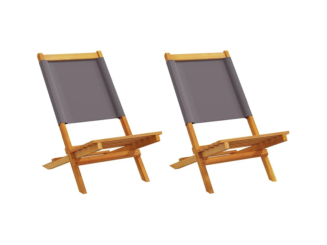 Chaises de jardin lot de 2 anthracite bois acacia massif tissu