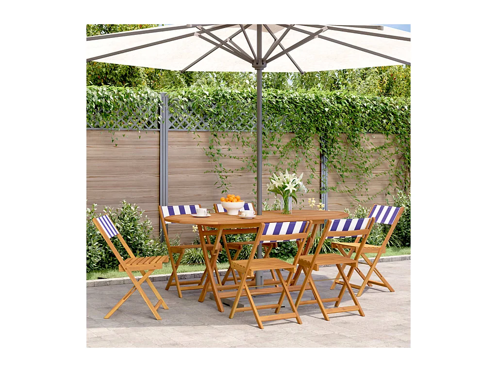 Chaises de jardin pliantes lot de 6 tissu et bois massif