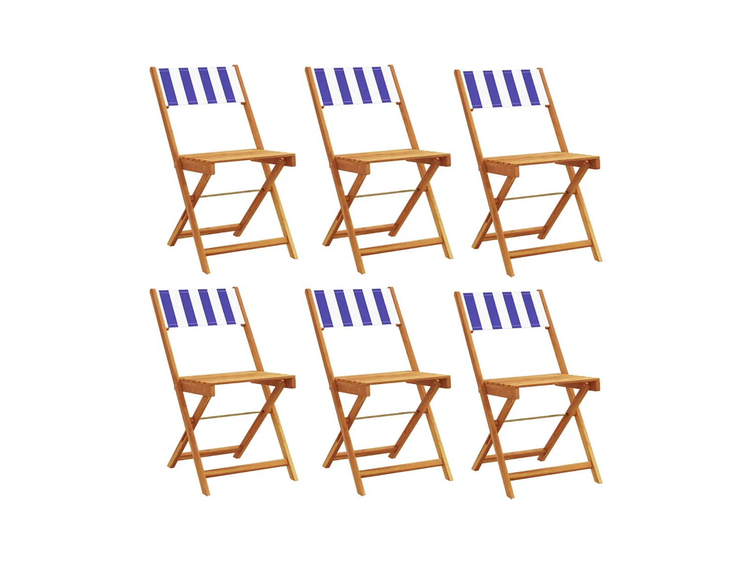 Chaises de jardin pliantes lot de 6 tissu et bois massif