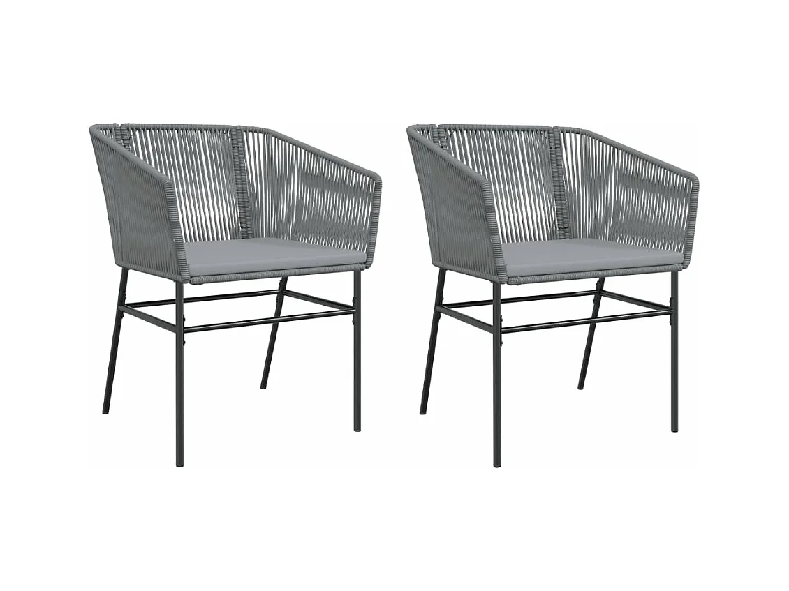 Chaises de jardin lot de 2 avec coussins gris résine tressée