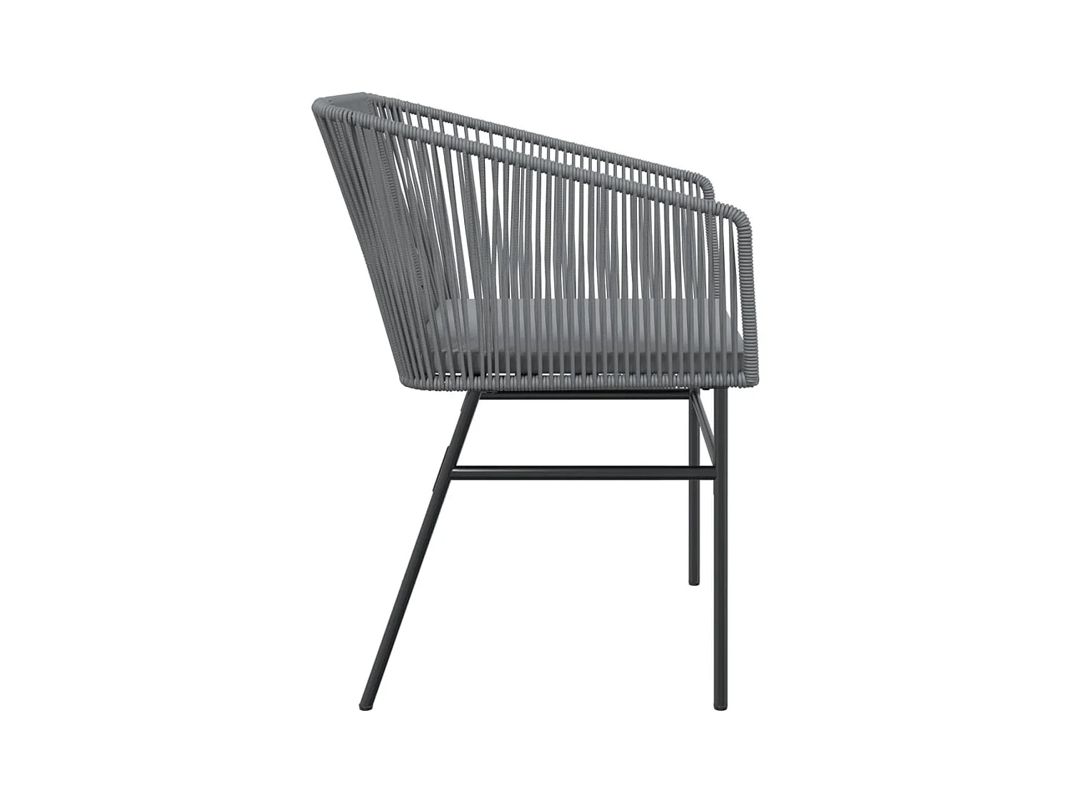 Chaises de jardin lot de 2 avec coussins gris résine tressée