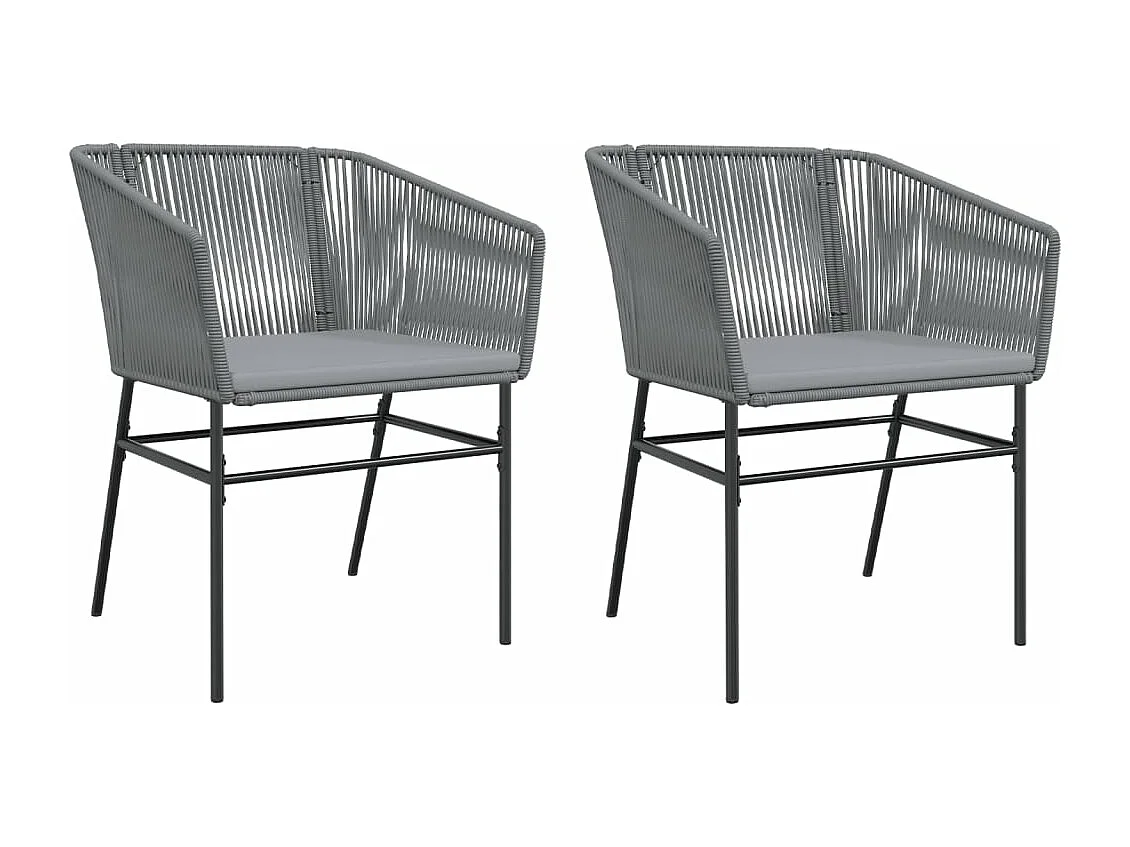 Chaises de jardin lot de 2 avec coussins gris résine tressée