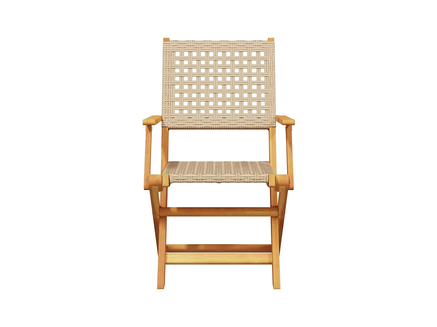 Sillas de jardín plegables 6 unidades madera maciza y ratán PE beige