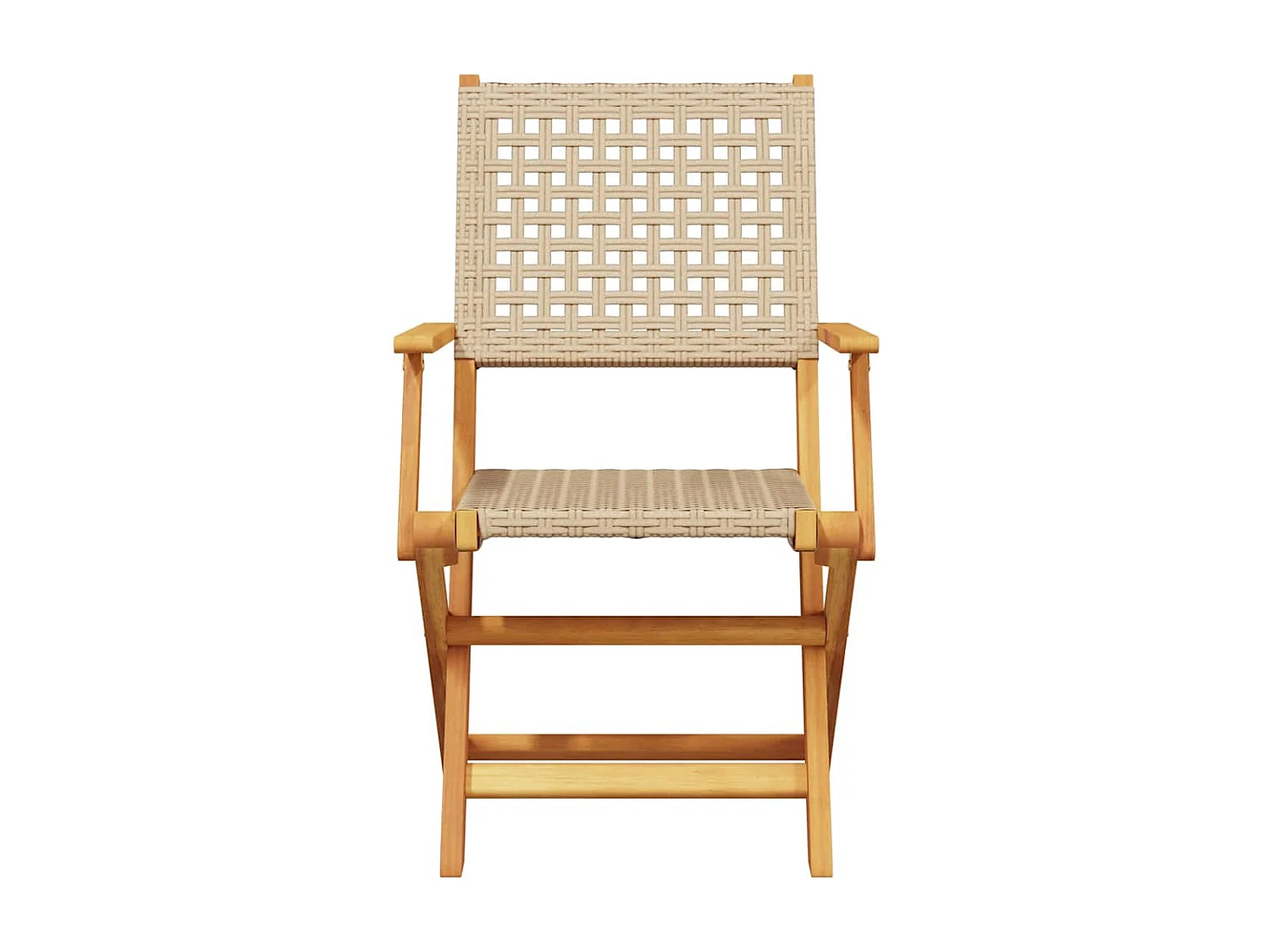 Chaises de jardin pliantes lot de 6 beige rotin et bois massif