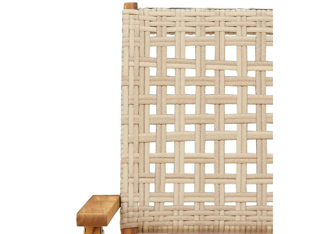 Chaises de jardin pliantes lot de 6 beige rotin et bois massif