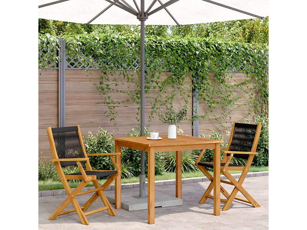 Chaises de jardin lot de 2 noir bois d'acacia et polypropylène