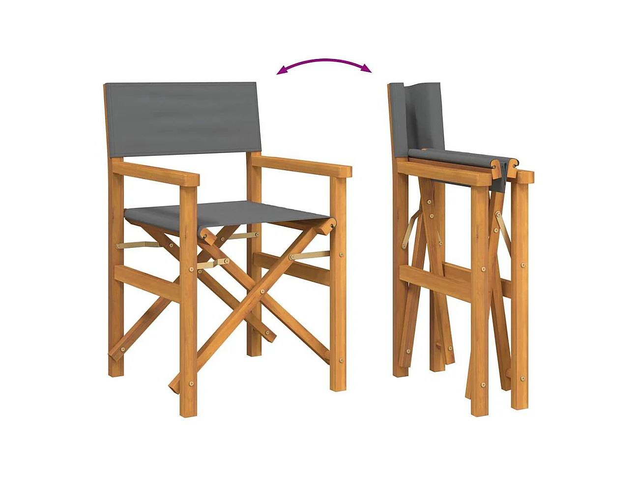 Chaises de metteur en scène pliantes lot de 2 Bois teck massif