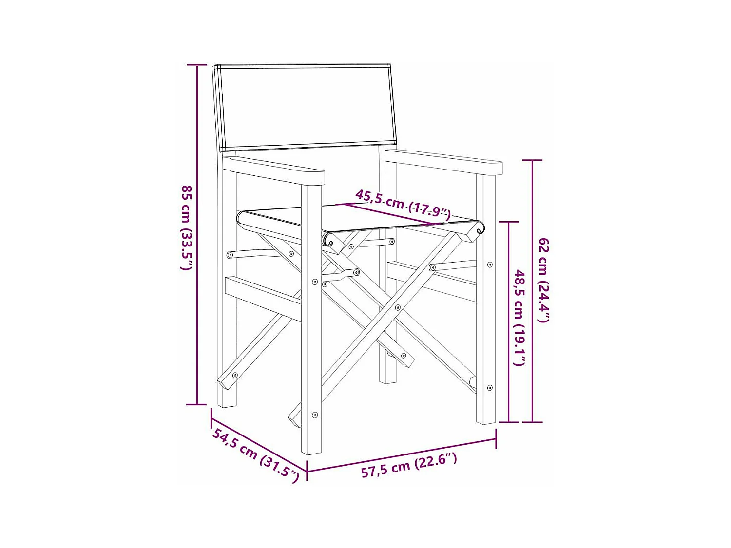 Chaises de metteur en scène pliantes lot de 2 Bois teck massif